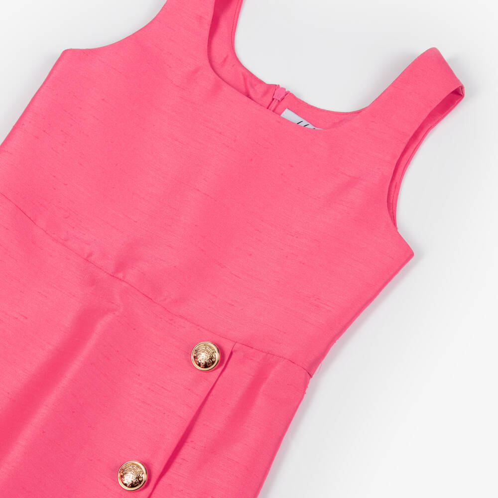 Fun & Fun-Girls Vibrant Pink Sleeveless Dupion | Childrensalon Outlet