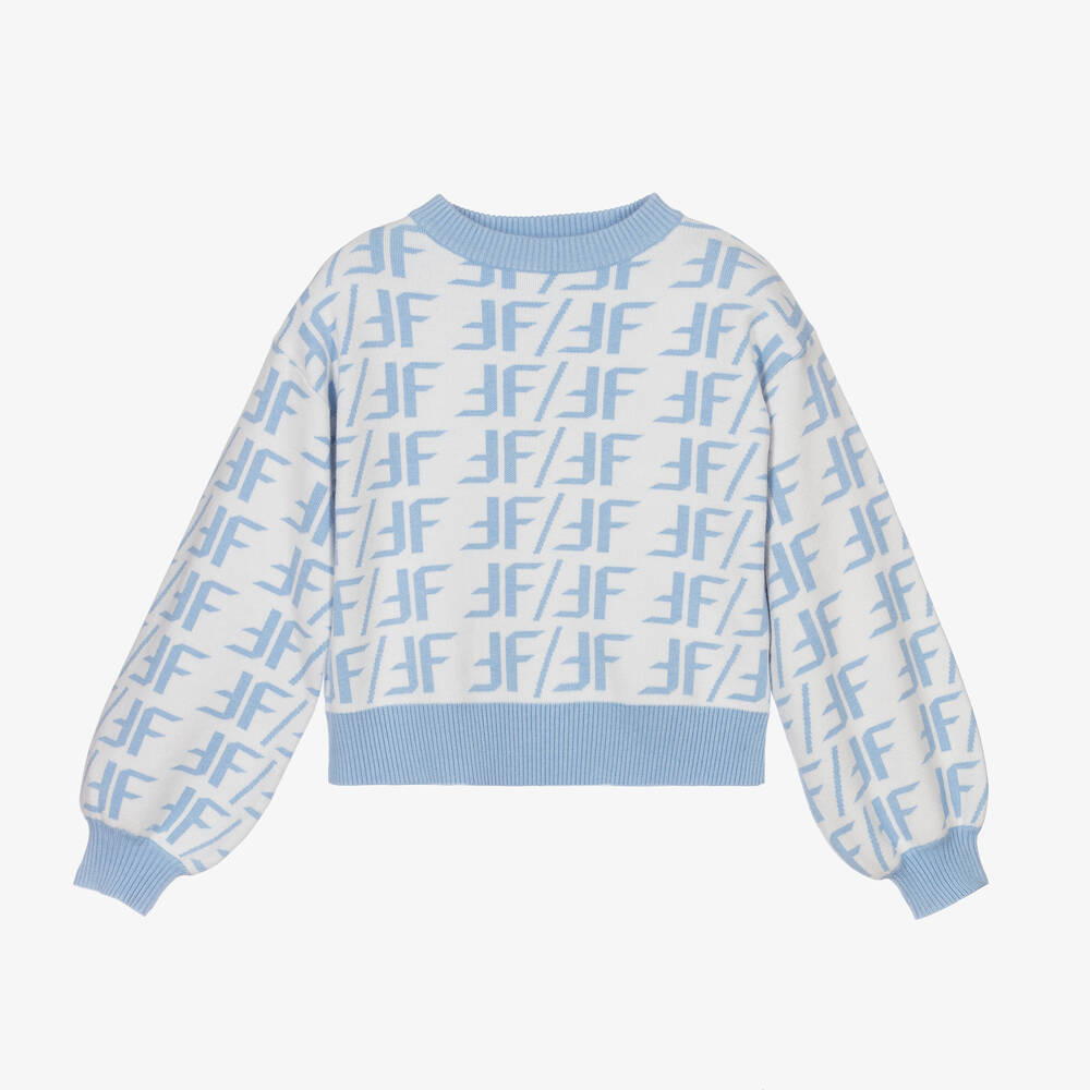 Fun & Fun - Бело-голубой свитер для девочек | Childrensalon