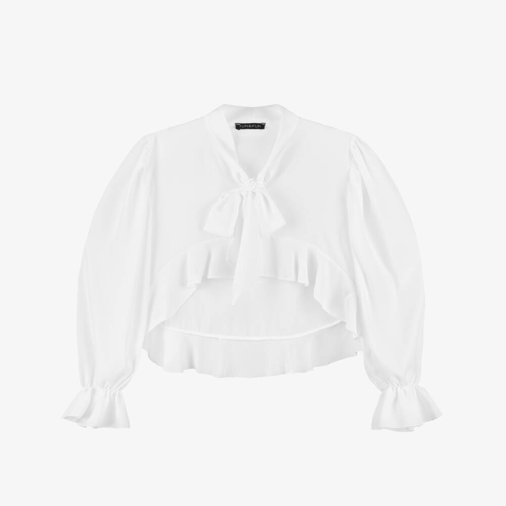 Fun & Fun-Girls White Chiffon High-Low Blouse | Childrensalon Outlet