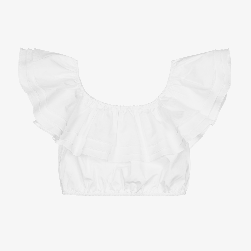 Fun & Fun - Girls White Cotton Blouse | Childrensalon