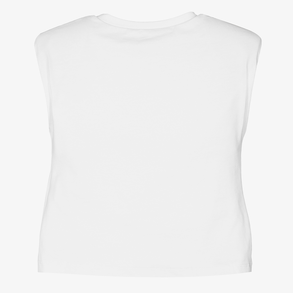 Fun & Fun-Girls White Cotton Diamanté Top | Childrensalon Outlet