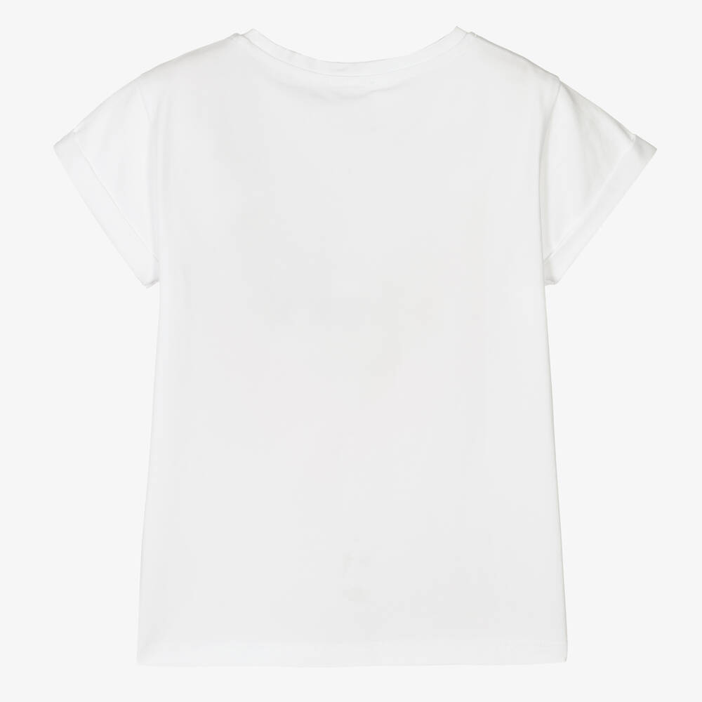 Fun & Fun-Girls White Cotton Graffiti T-Shirt | Childrensalon Outlet