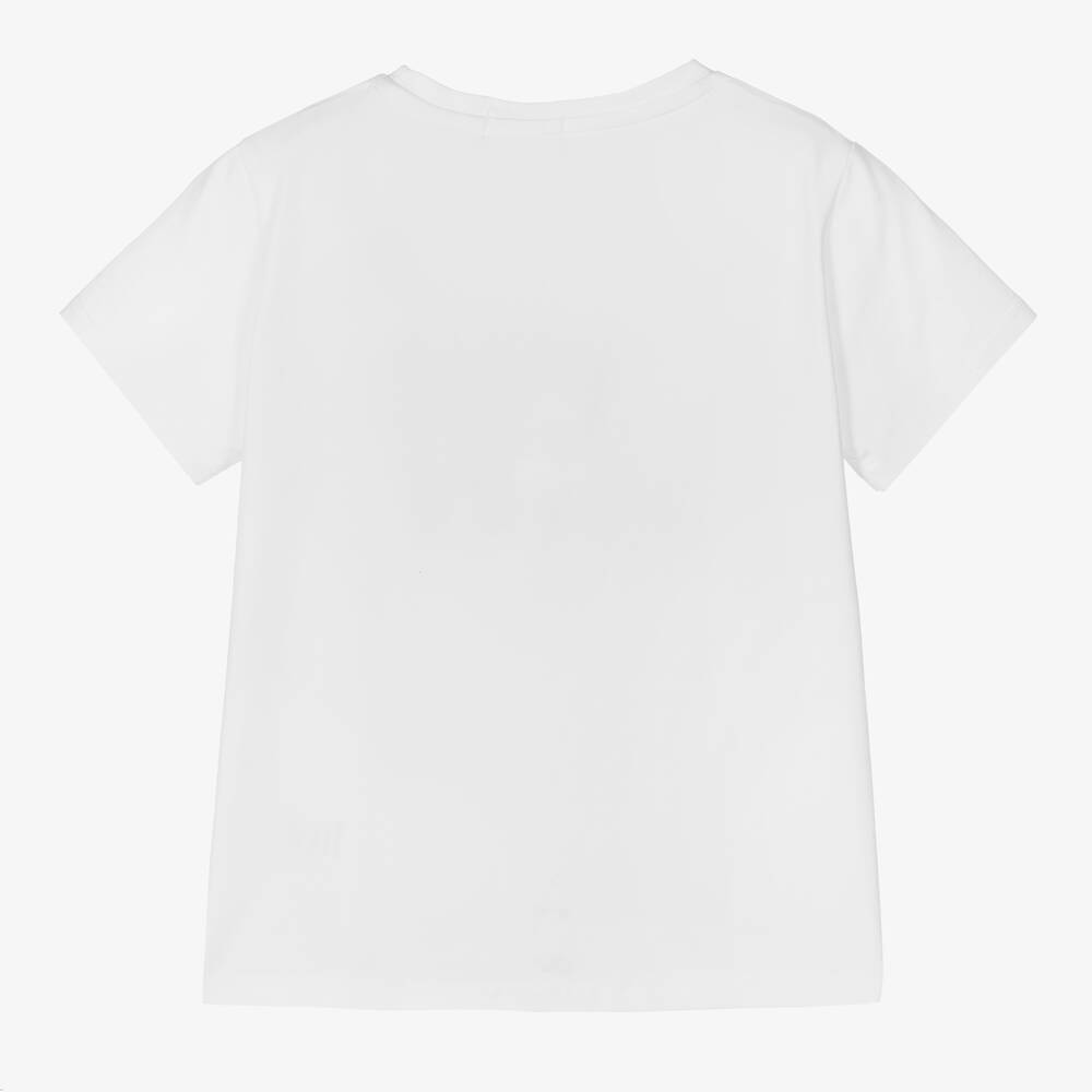 Fun & Fun-Girls White Cotton Graphic T-Shirt | Childrensalon Outlet