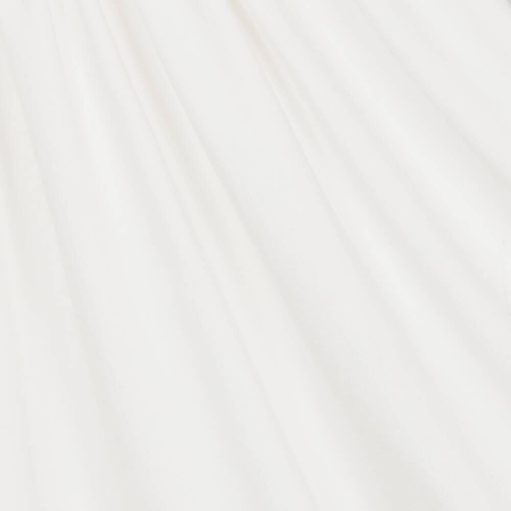 Fun & Fun-Girls White Cotton Ruched Waist Dress | Childrensalon Outlet