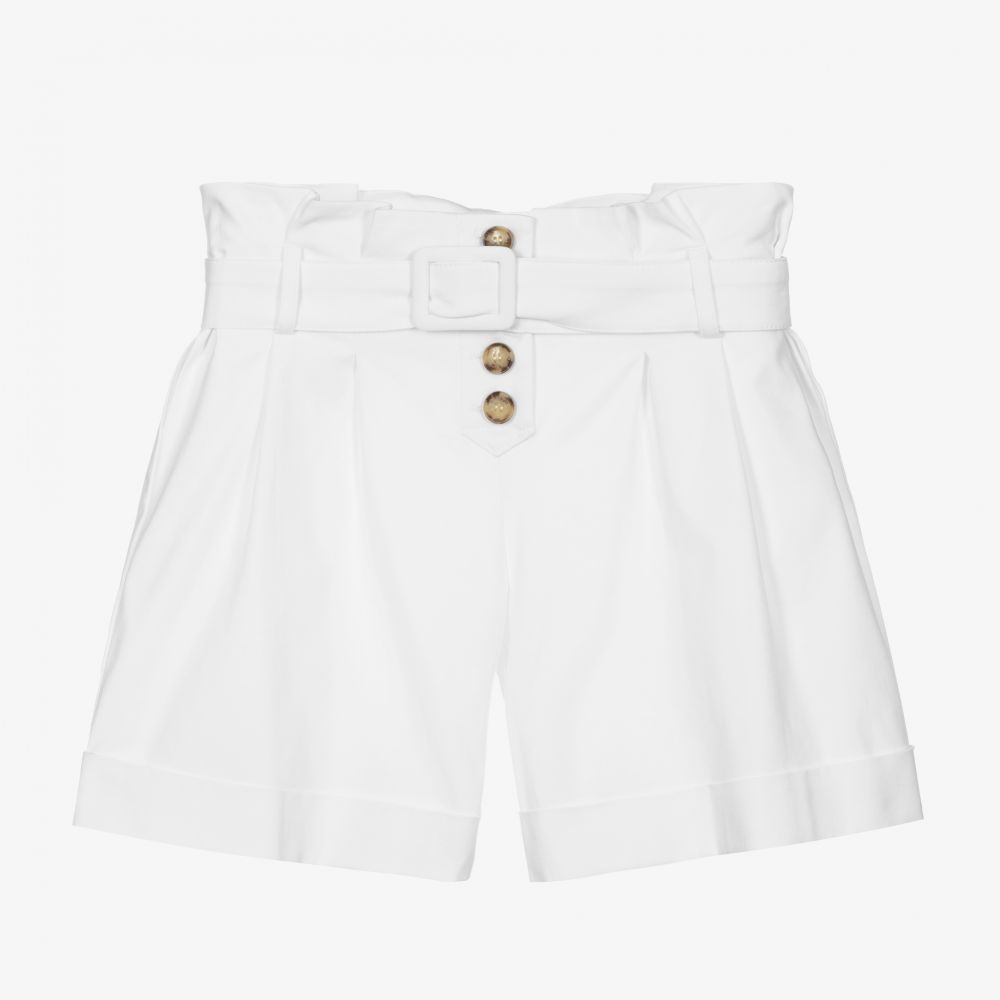 Fun & Fun - Girls White Cotton Shorts | Childrensalon