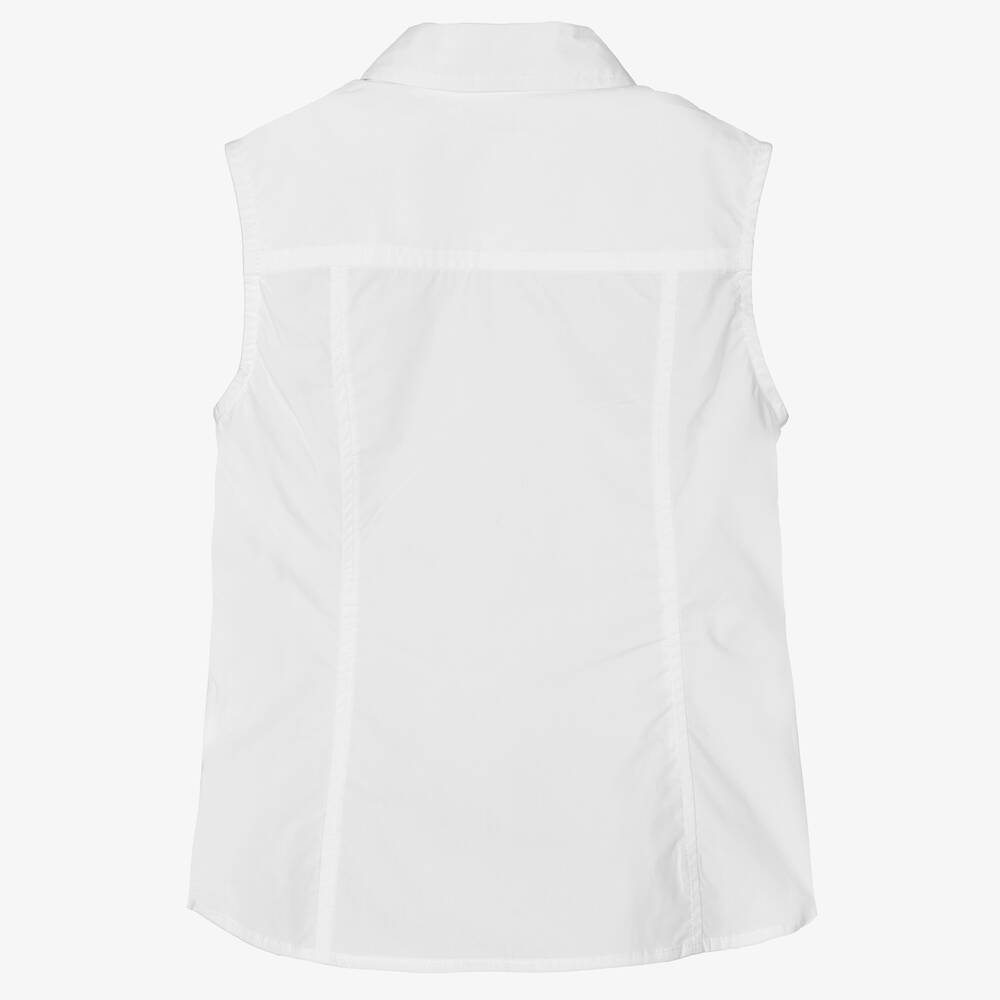 فن آند فن-قميص قطن بوبلين لون أبيض للبنات | Childrensalon Outlet