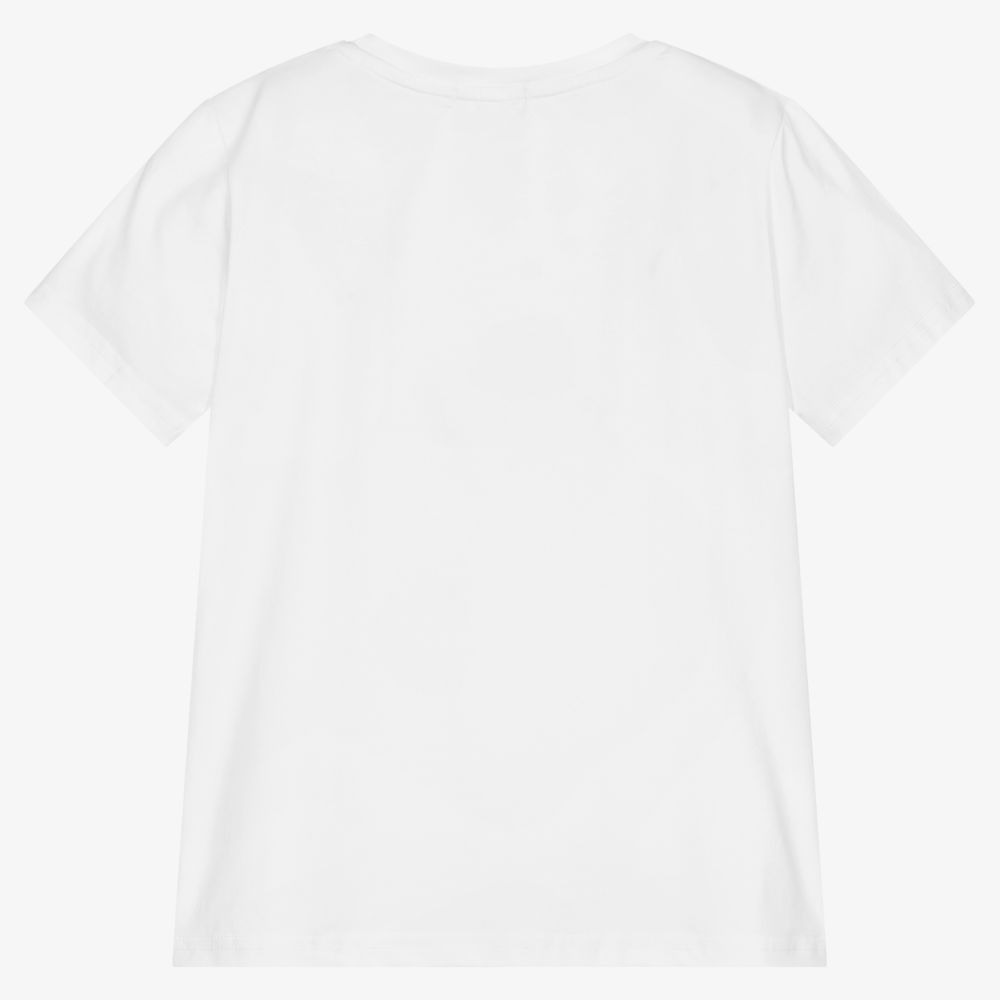 Fun & Fun - Girls White Cotton T-Shirt | Childrensalon Outlet