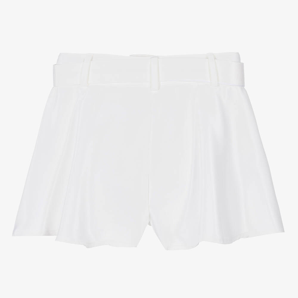 Fun & Fun-Girls White Crêpe Wide Leg Shorts | Childrensalon Outlet