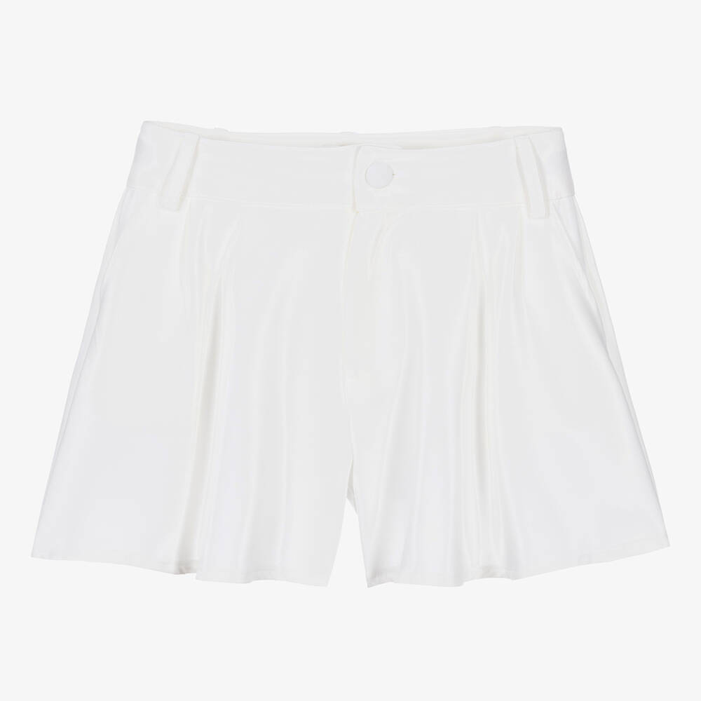 Fun & Fun-Girls White Crêpe Wide Leg Shorts | Childrensalon Outlet