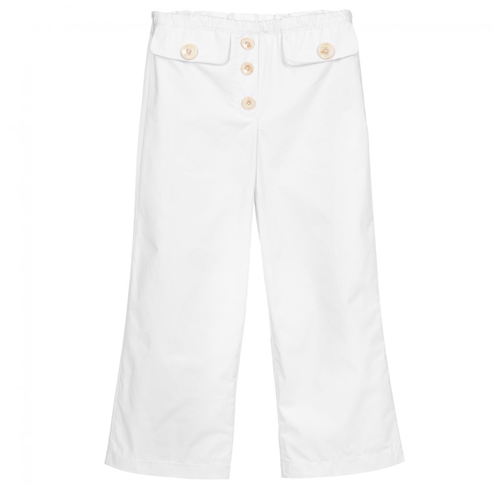 Fun & Fun - Girls White Cropped Trousers | Childrensalon