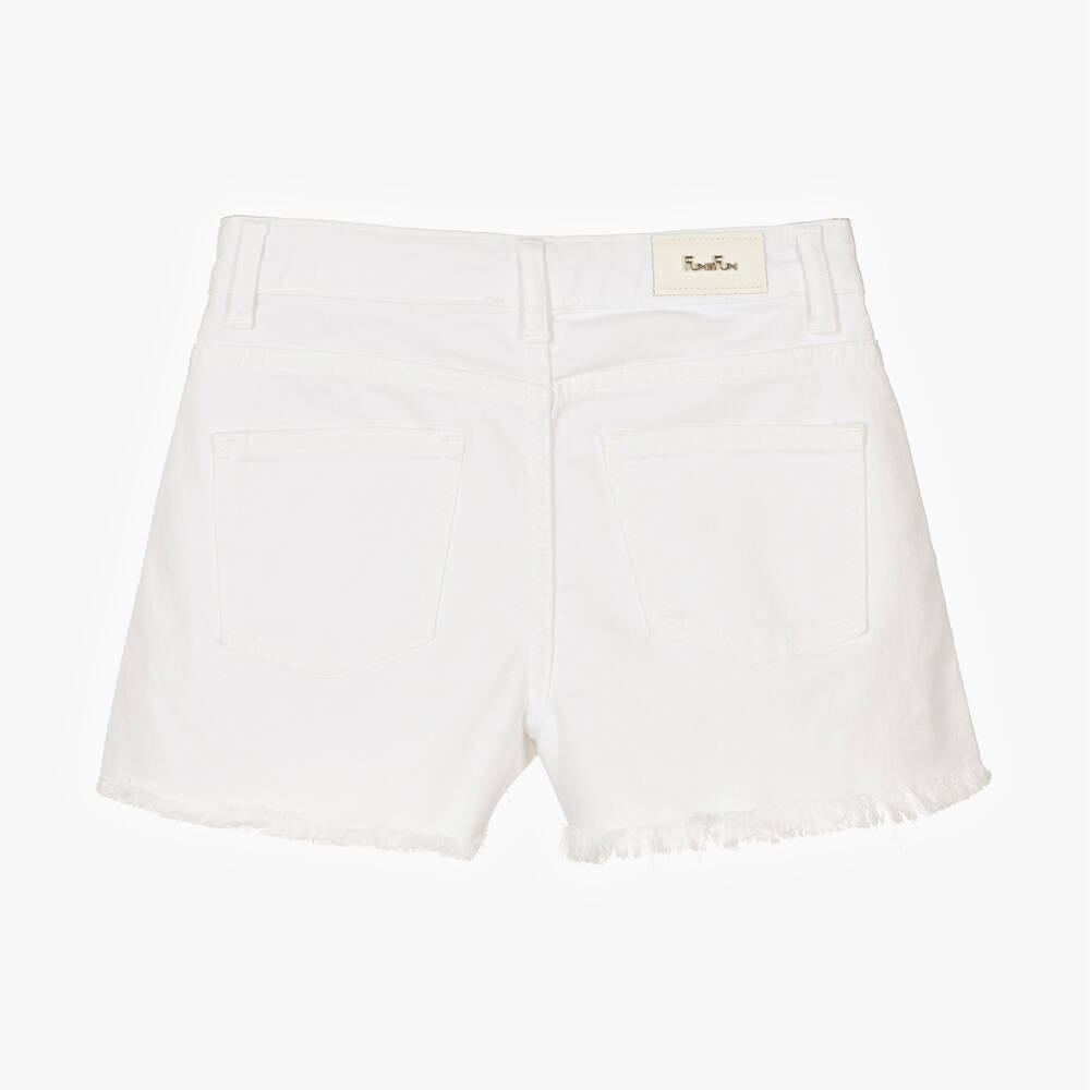 Fun & Fun-Girls White Frayed Denim Shorts | Childrensalon Outlet