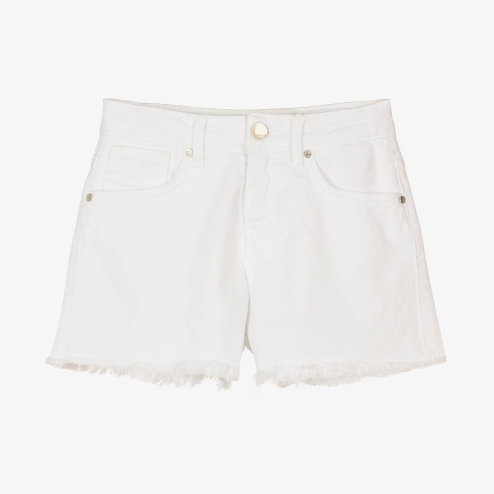 Fun & Fun - Girls White Frayed Denim Shorts | Childrensalon