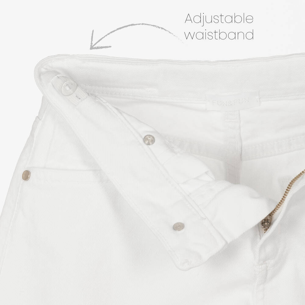 Fun & Fun-Girls White Frayed Denim Shorts | Childrensalon Outlet