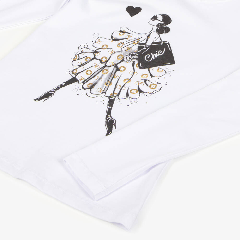Fun & Fun-Girls White Girl Graphic Long Sleeved Top | Childrensalon Outlet