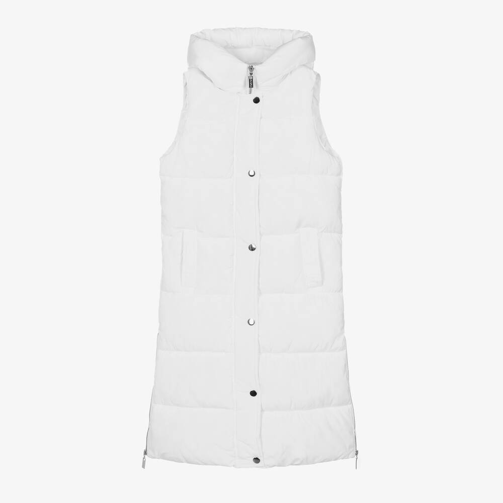 Fun & Fun - Girls White Long Gilet | Childrensalon