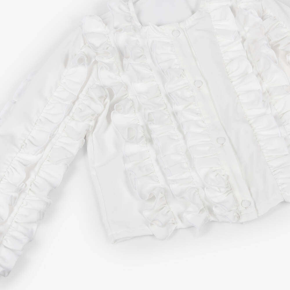 Fun & Fun-Girls White Long Sleeved Ruffle Blouse | Childrensalon Outlet