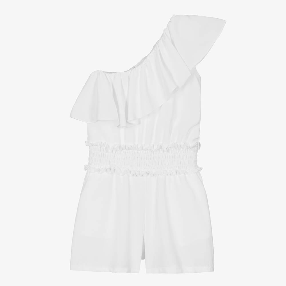 White one shoulder playsuit cheap
