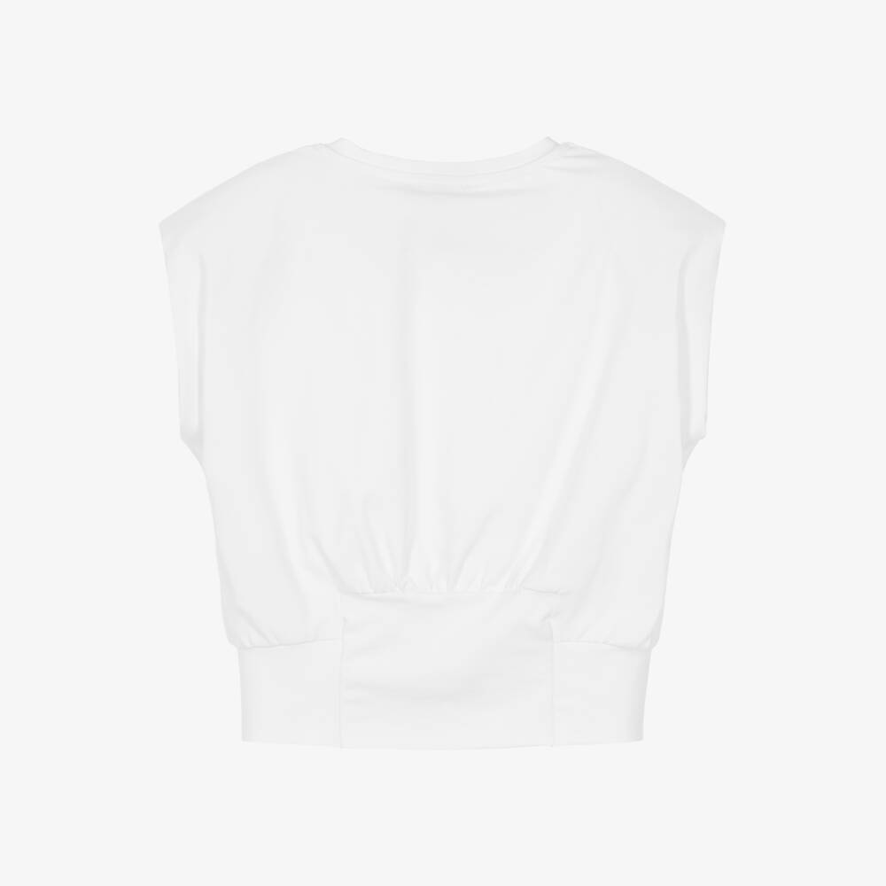 Fun & Fun-Girls White Padded Shoulder Tee | Childrensalon Outlet