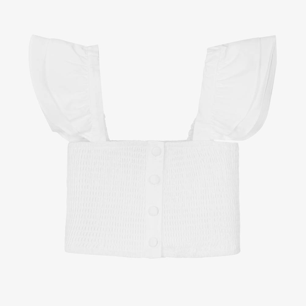 Fun & Fun - Girls White Ruffle Top | Childrensalon