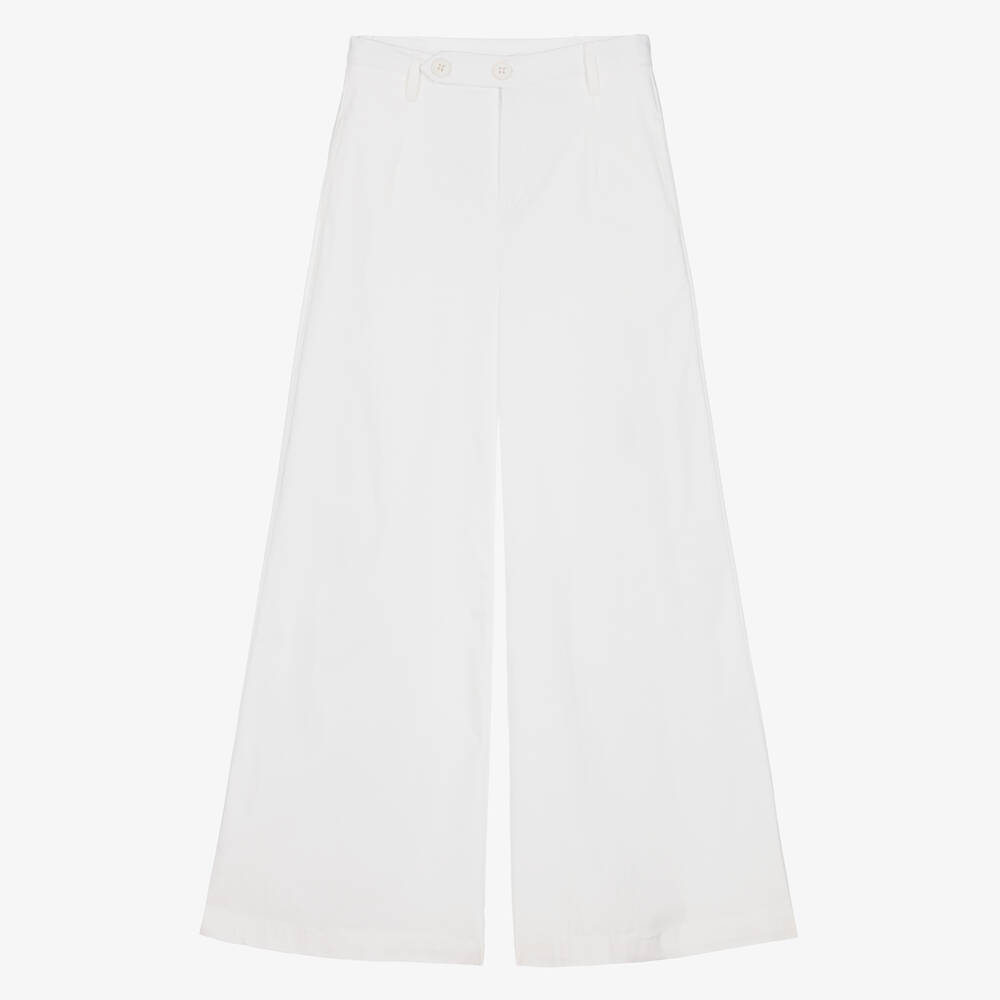 Fun & Fun - Girls White Wide Leg Trousers | Childrensalon