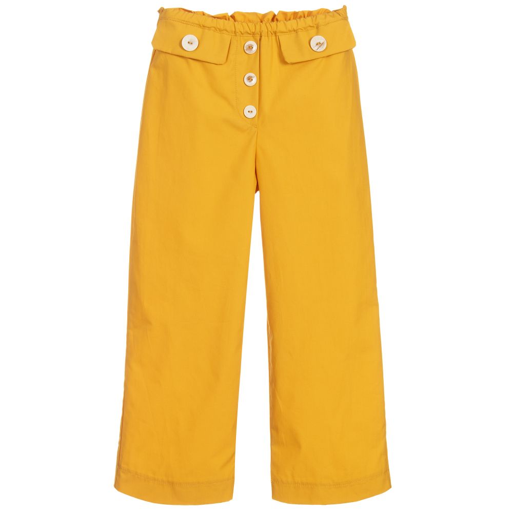 Fun & Fun - Girls Yellow Wide Leg Trousers | Childrensalon