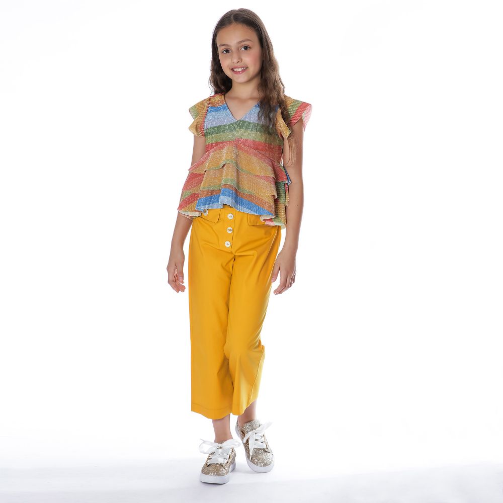 Fun Fun Girls Yellow Wide Leg Trousers Childrensalon Outlet