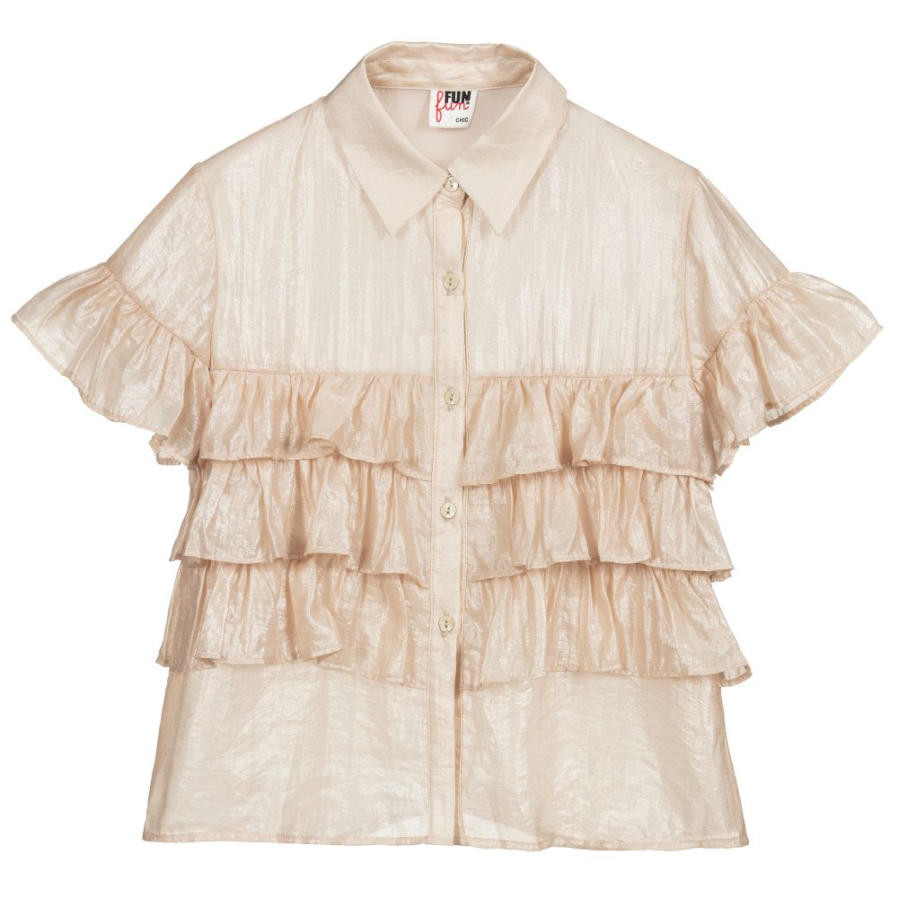 Fun & Fun-Gold Ruffle Blouse | Childrensalon Outlet