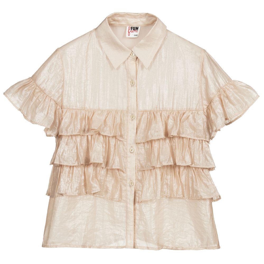 Fun & Fun - Gold Ruffle Blouse | Childrensalon