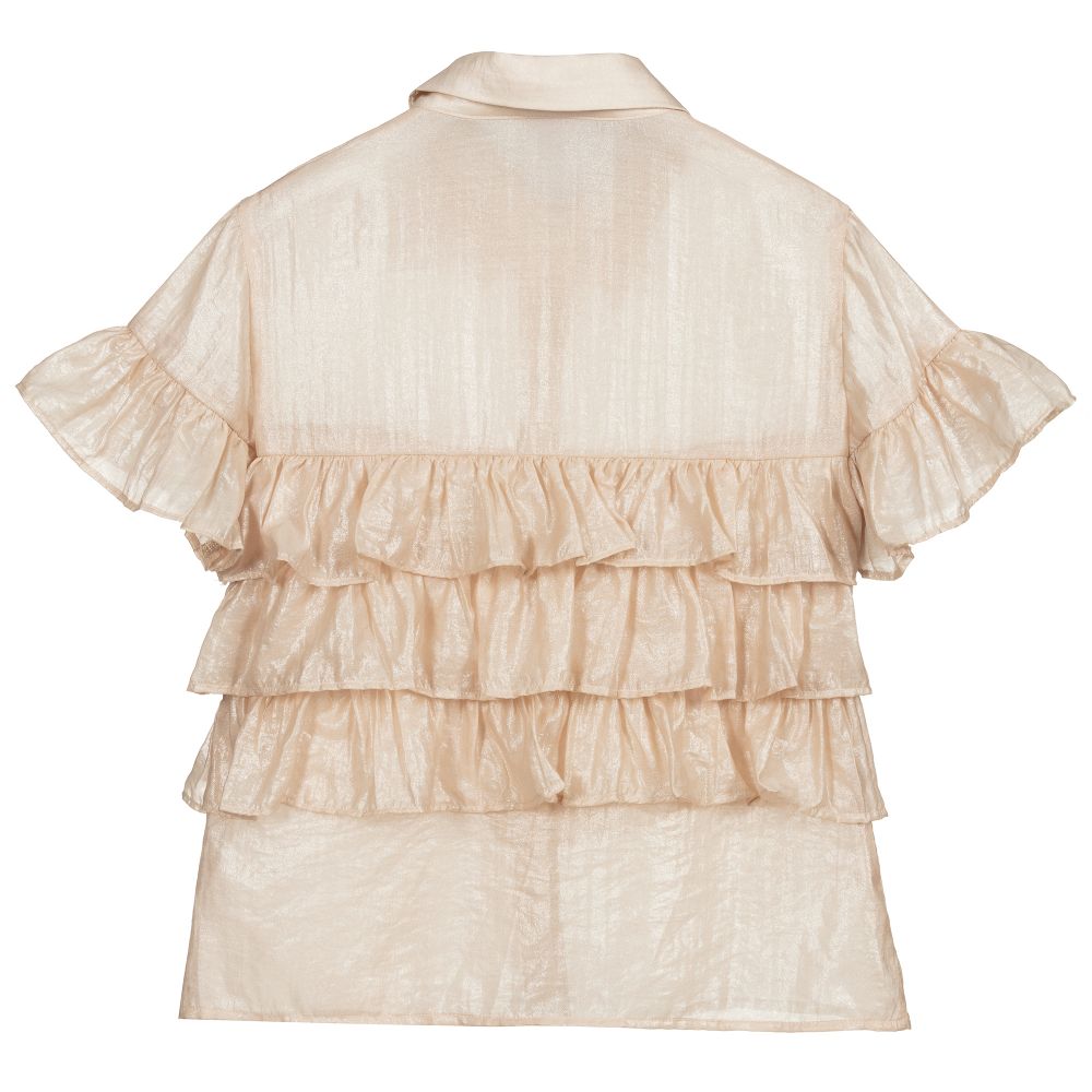 Gold ruffle blouse cheap