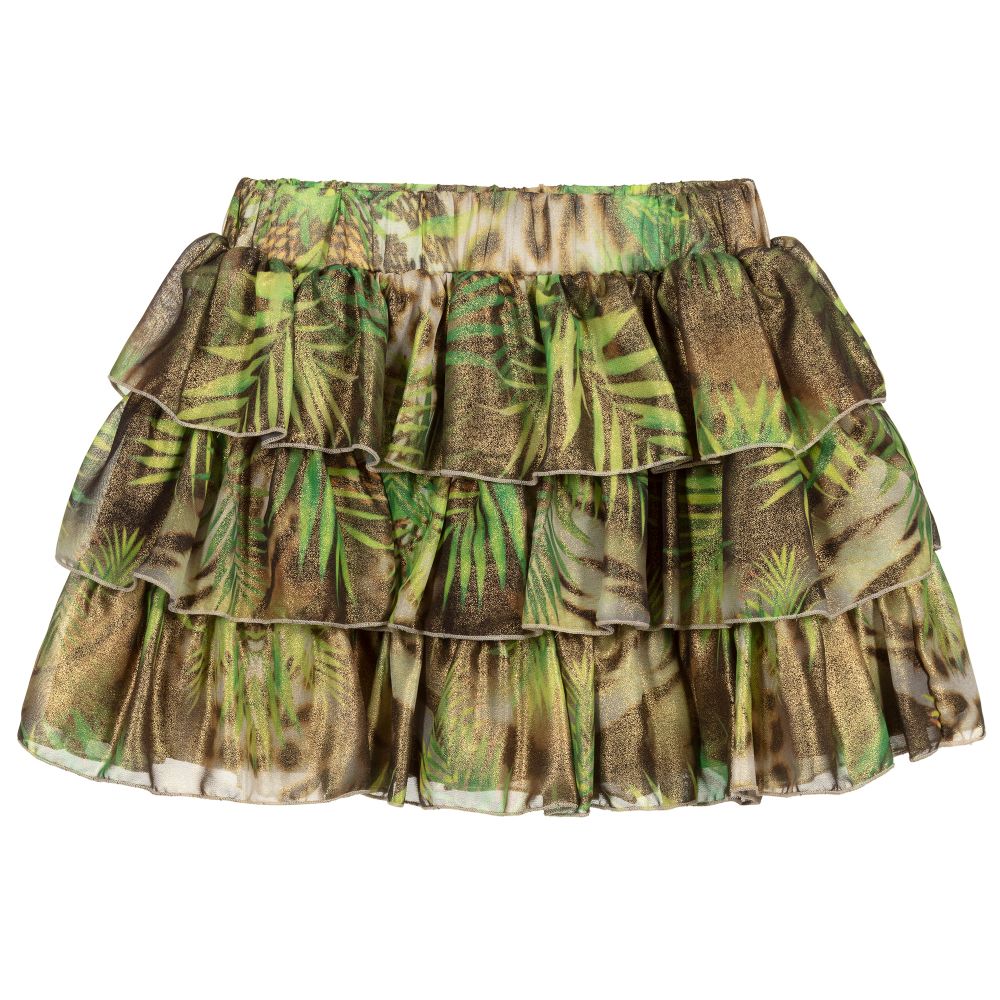Fun & Fun-Green & Gold Ruffle Skirt | Childrensalon Outlet
