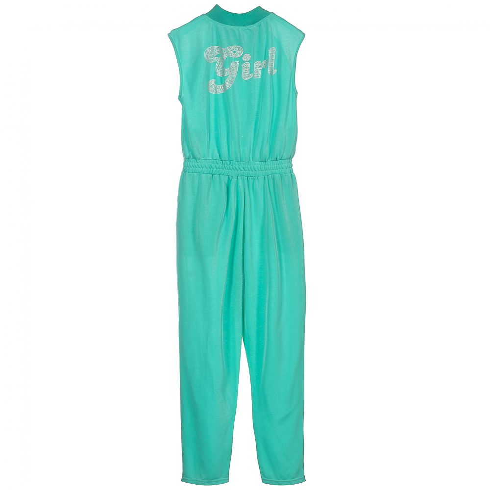Fun & Fun-Green Viscose Jersey Jumpsuit | Childrensalon Outlet