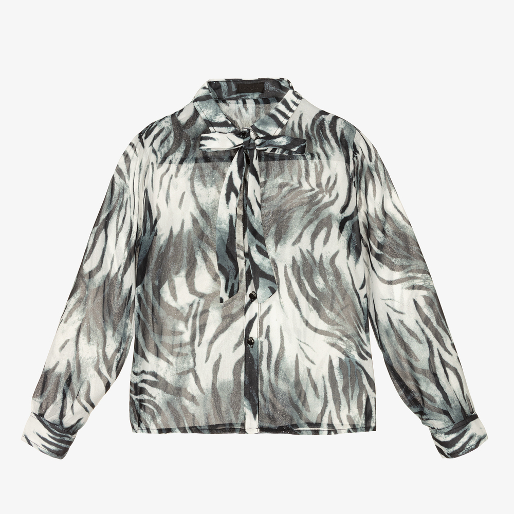 Fun & Fun-Grey & Black Chiffon Blouse | Childrensalon Outlet