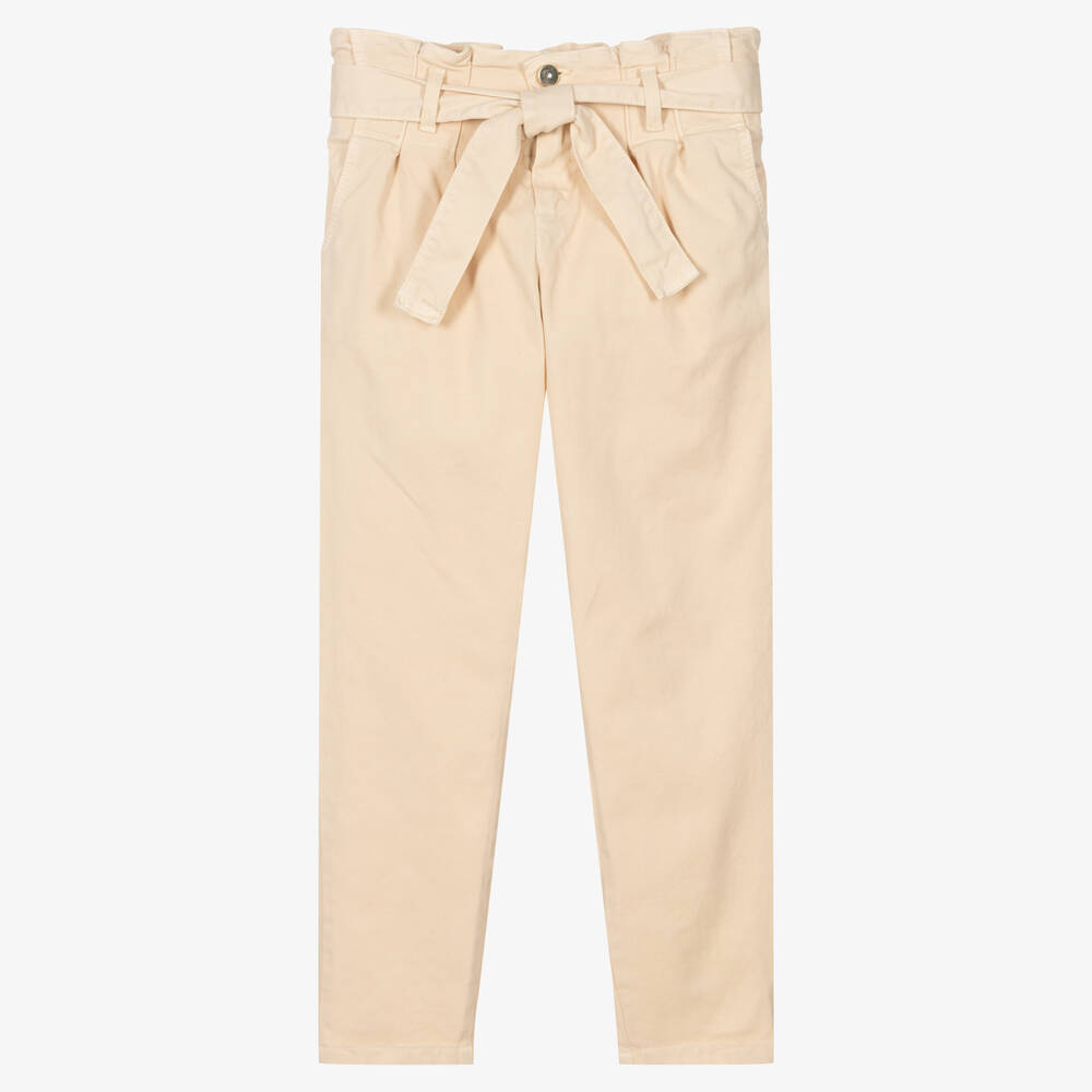 Fun & Fun - Ivory Cotton Paper Bag Trousers | Childrensalon