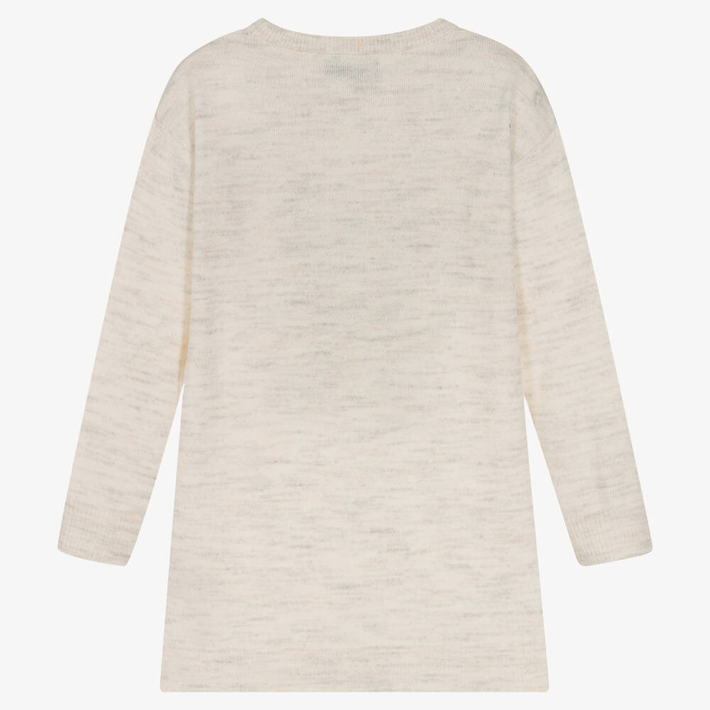 Fun & Fun-Ivory & Grey Marl Knitted Dress | Childrensalon Outlet