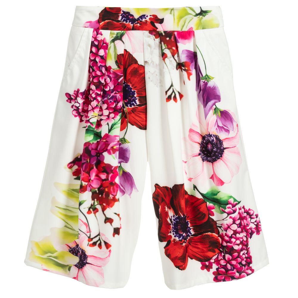 Fun & Fun - Ivory & Pink Floral Culottes | Childrensalon