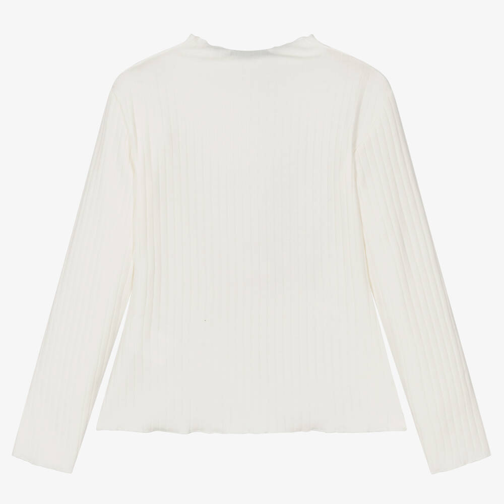 Fun & Fun-Ivory Ribbed Cotton Jersey Top | Childrensalon Outlet