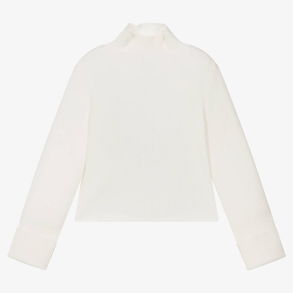 Fun & Fun-Ivory Ribbed Roll Neck Top | Childrensalon Outlet