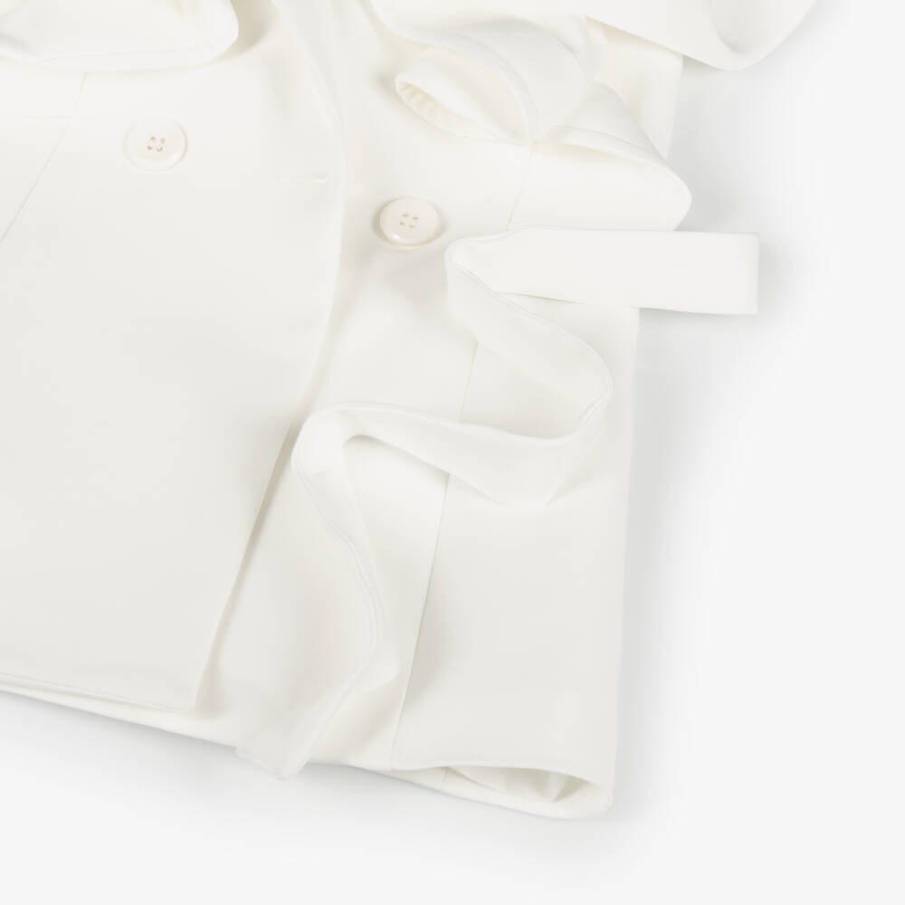 Fun & Fun Couture-Ivory Ruffle Trim Sleeveless Jacket | Childrensalon Outlet