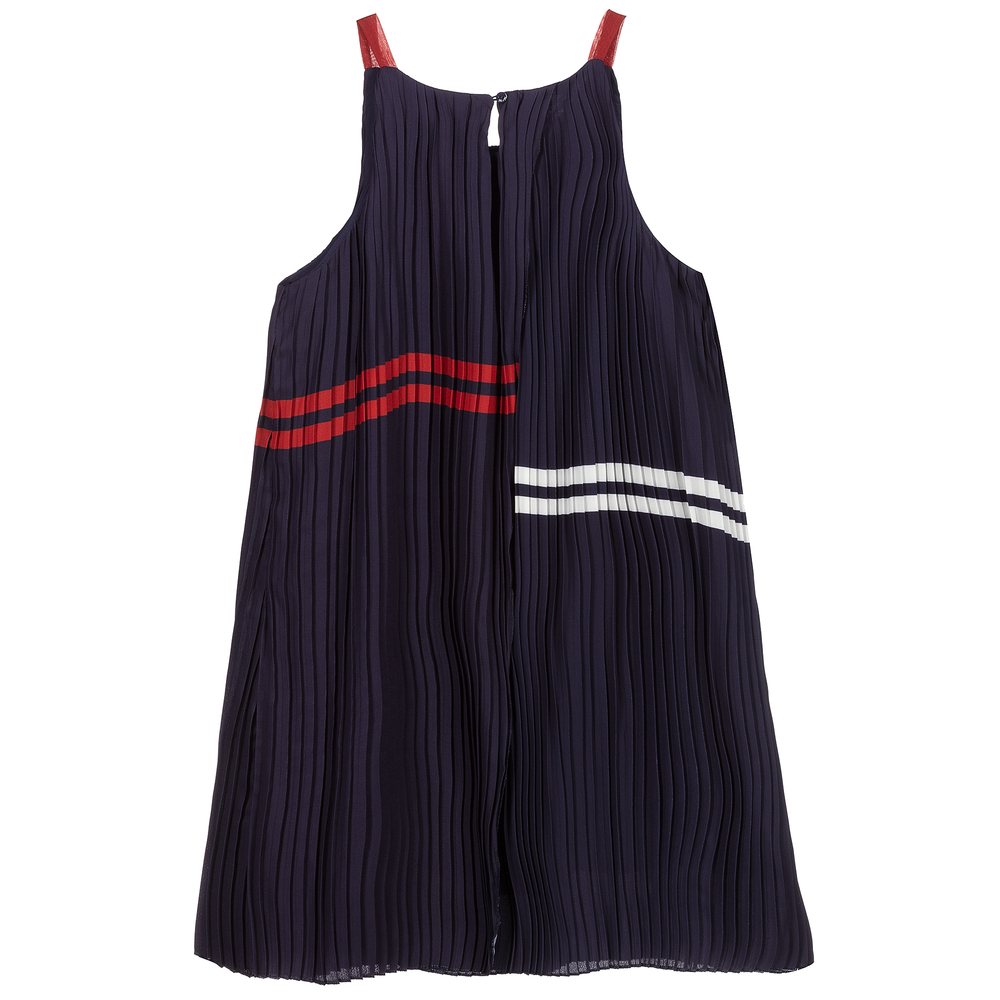 Fun & Fun-Navy Blue Pleated Crêpe Dress | Childrensalon Outlet
