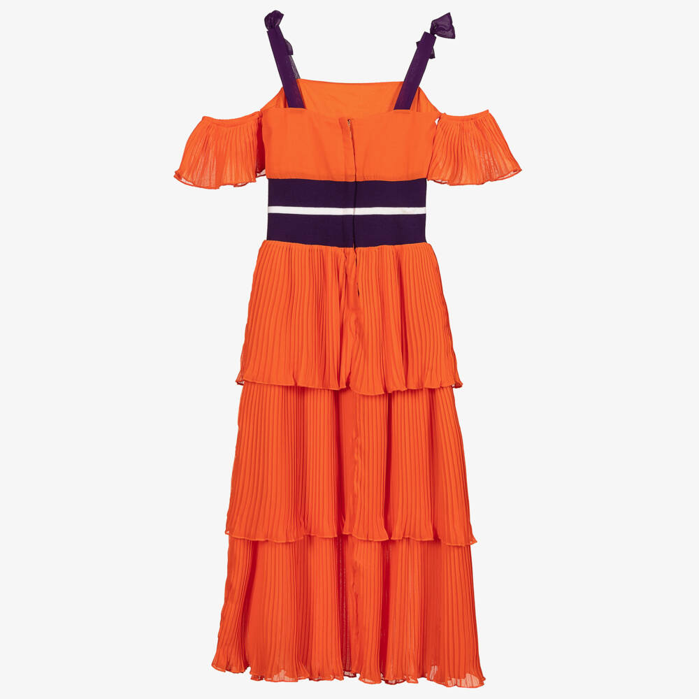 Fun & Fun-Orange Pleated Chiffon Dress | Childrensalon Outlet