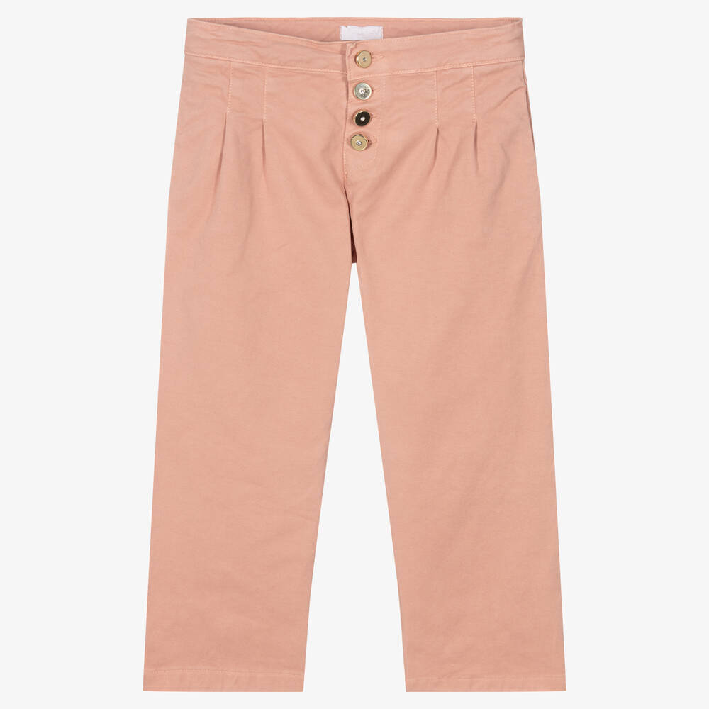 Fun & Fun Chic - Pink Cotton Twill Trousers | Childrensalon