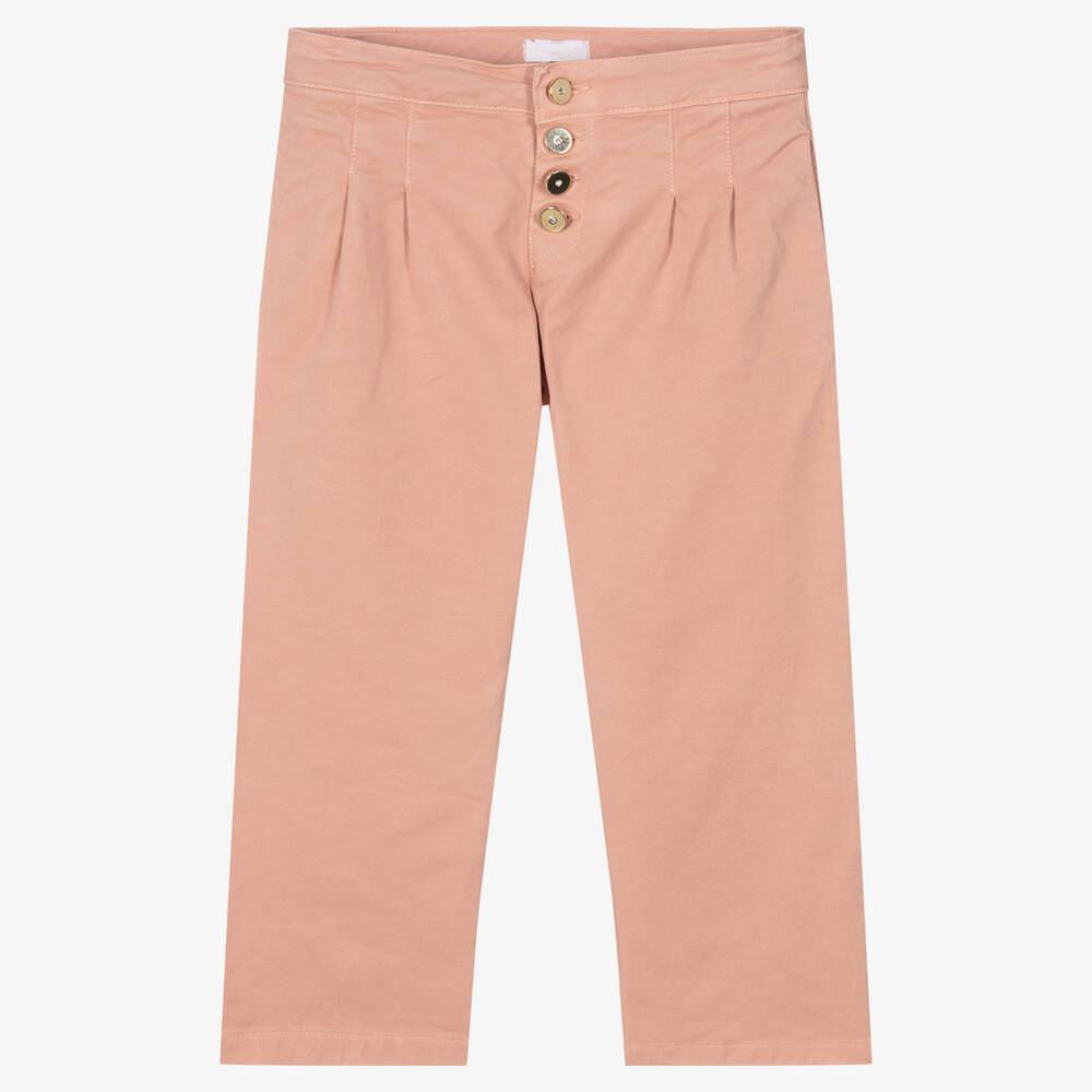 Fun & Fun Chic-Pink Cotton Twill Trousers | Childrensalon Outlet