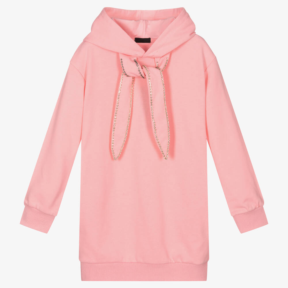 Fun & Fun - Pink Hooded Sweatshirt Dress | Childrensalon