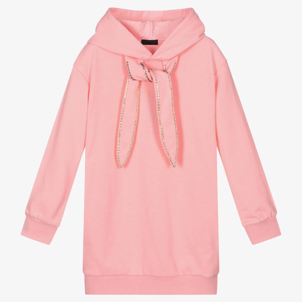 Pink Hooded Sweatshirt Dress