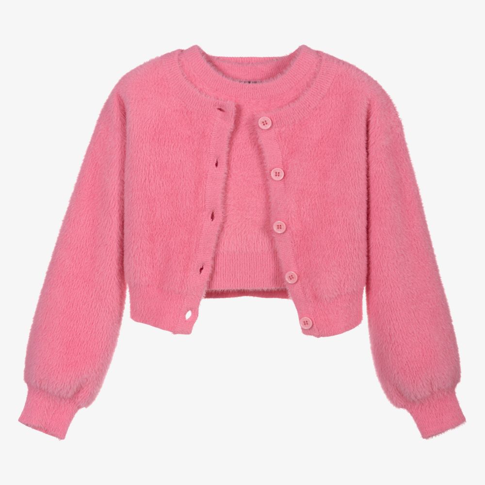 Fun & Fun - Pink Knit Top & Cardigan Set | Childrensalon