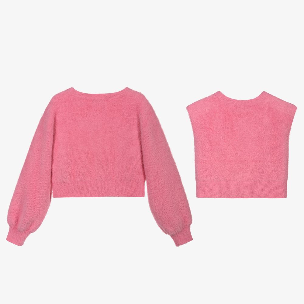 Fun & Fun - Pink Knit Top & Cardigan Set | Childrensalon Outlet