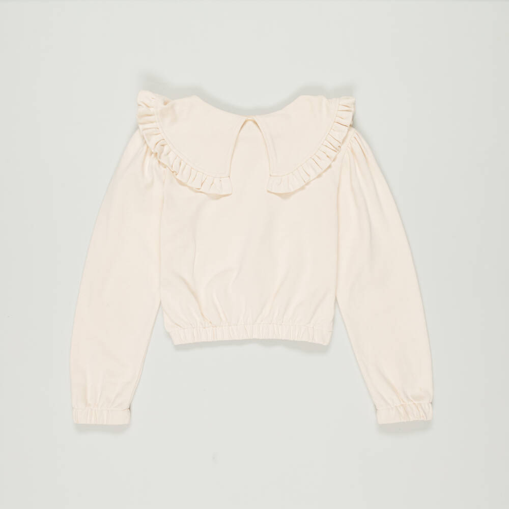 Fun & Fun-Preloved Girls Beige Cotton Ruffle Sweatshirt (16 years) | Childrensalon Outlet