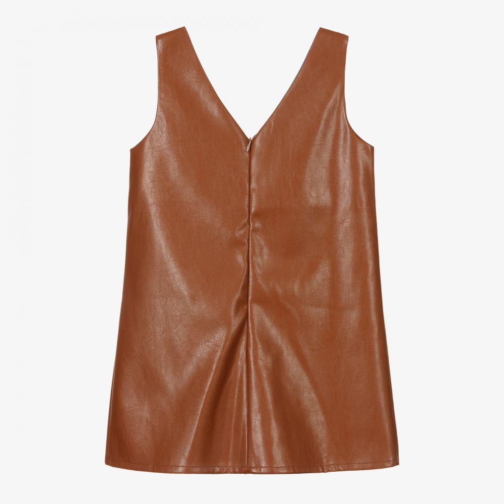 Fun & Fun Chic-Tan Brown Faux Leather Dress | Childrensalon Outlet
