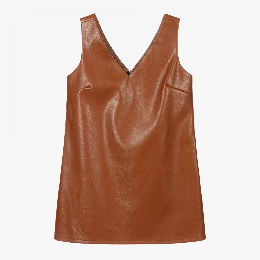 Fun & Fun Chic - Tan Brown Faux Leather Dress | Childrensalon