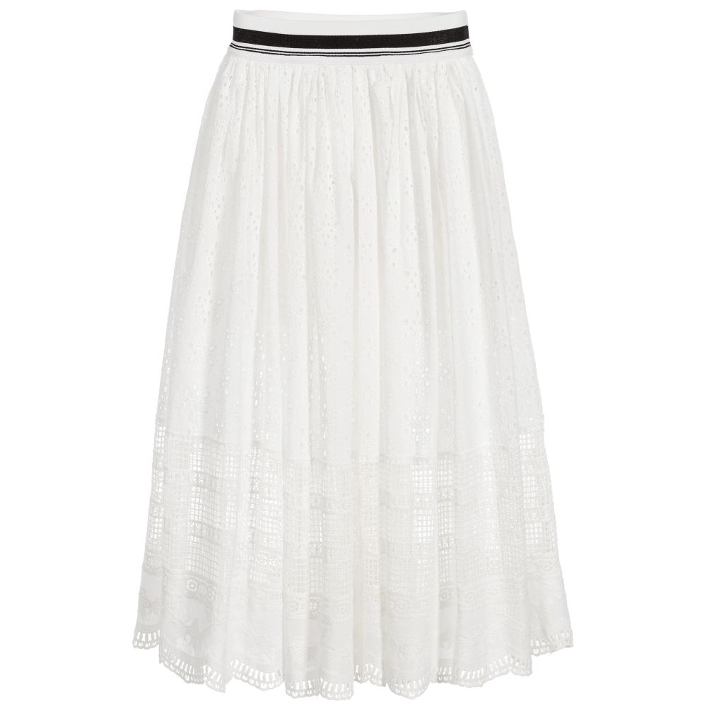 Fun & Fun - White Broderie Anglaise Skirt | Childrensalon